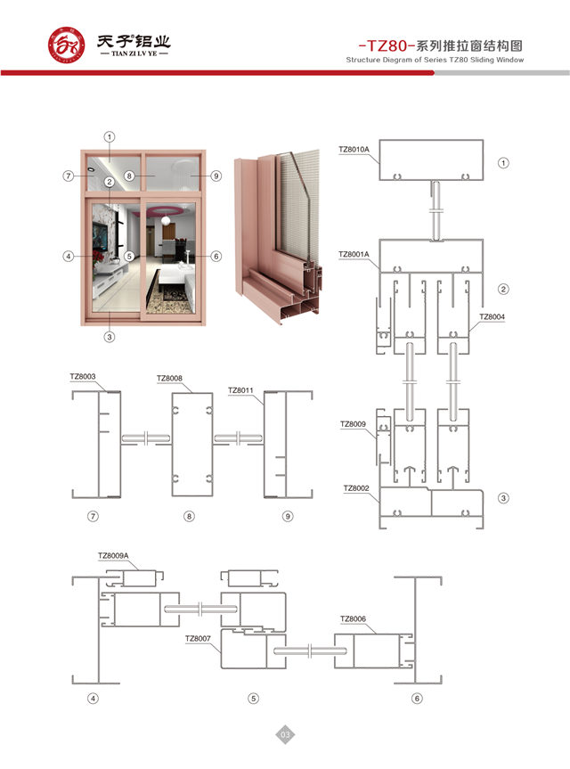 -TZ80-系列推拉窗結構圖