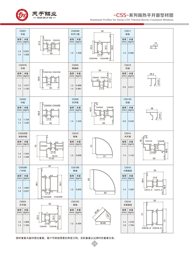 -C55-系列隔熱平開窗結(jié)構(gòu)圖