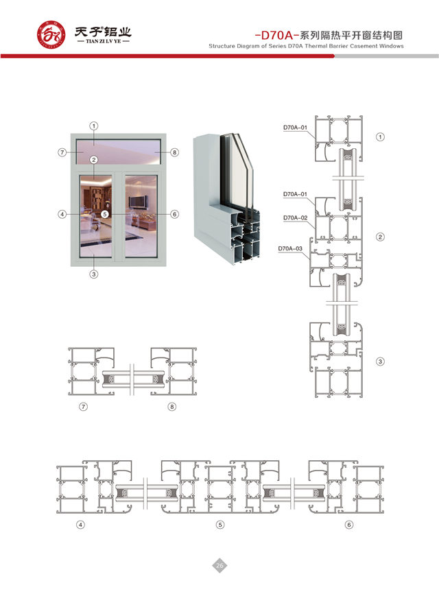 -D70A-系列隔熱平開窗結(jié)構(gòu)圖