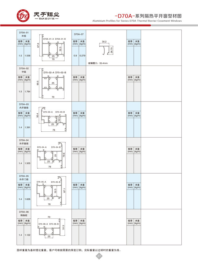 -D70A-系列隔熱平開窗結(jié)構(gòu)圖